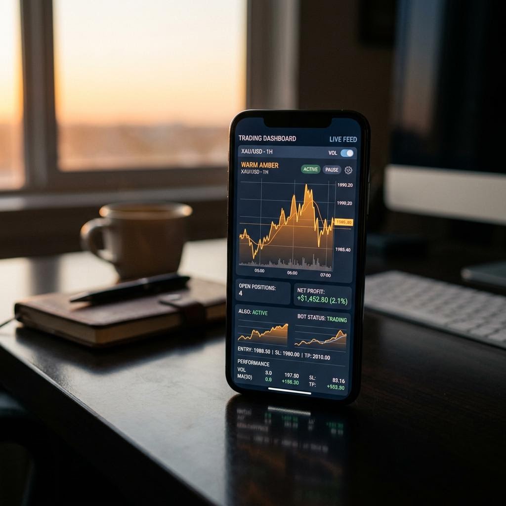 Piattaforma di trading StatoNova visualizzata su smartphone